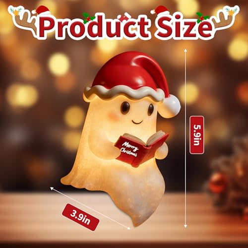 QETRABONE Christmas Ghost Reading Book Lamp - Christmas Ghost Figurine