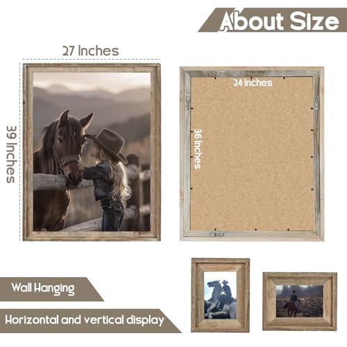 24x36 Rustic Reclaimed Wood Picture Frame - Shadow Box Wall Decor