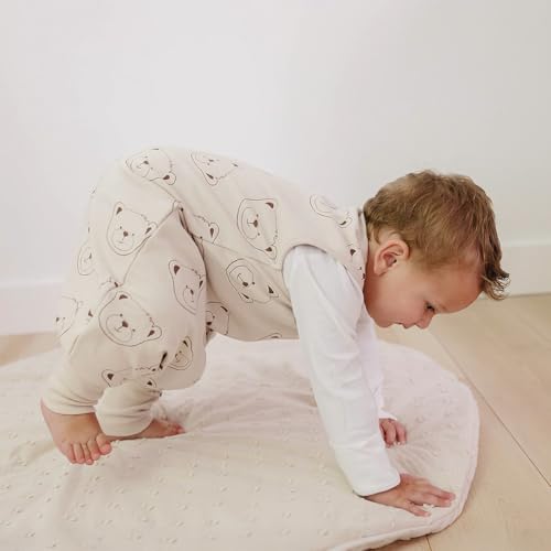 Woolino 4-Season Baby Sleep Bag with Feet Opening - Organic Cotton & Merino Wool, 6-18 Months, Teddy Bear Variant