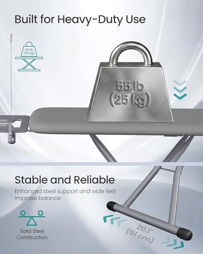 SONGMICS 18x49 Inch Ironing Board with Rest, Cord Holder & Storage Shelf
