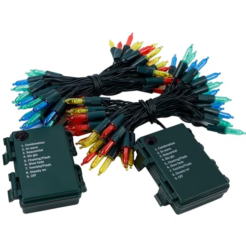 Blissun 50-LED Battery Operated Mini String Lights 16 ft Multicolor, 8 Modes, 2 Pack