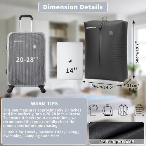 Travel Vacuum Compression Bags with Pump - Reusable Waterproof Storage Set, 2 Pack - Black