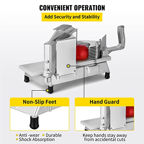 Heavy Duty Commercial Tomato Slicer 1/4 Inch with Built-In Cutting Board - Restaurant & Home Use
