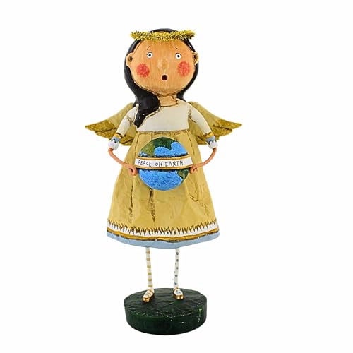 Lori Mitchell Angel of Peace Polyresin Figurine 8 In World Globe