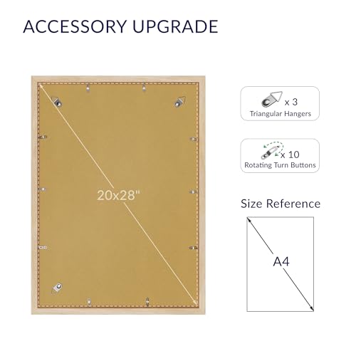 Natural Oak 20x28 Poster Frame with Mat - 3 Pack, Horizontal or Vertical Wall Mount