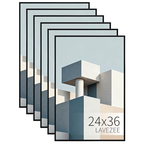 24x36 Poster Frame Black Plastic Pack of 6 - Easy Slide-In Assembly