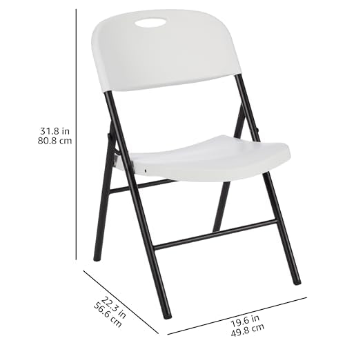 2-Pack White Folding Plastic Chairs with Back Support - Portable & Heavy Duty