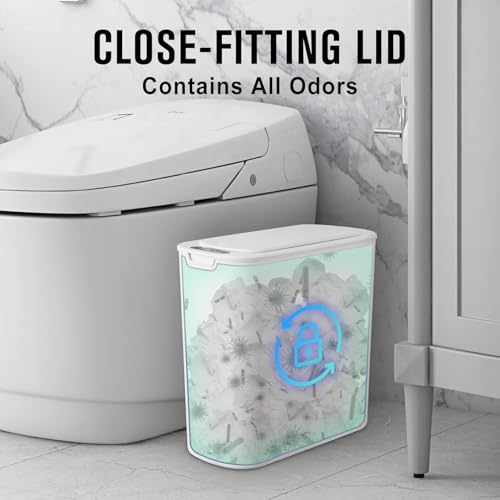 White Automatic Touchless Bathroom Trash Can 2.6 Gallon Slim Waste Bin
