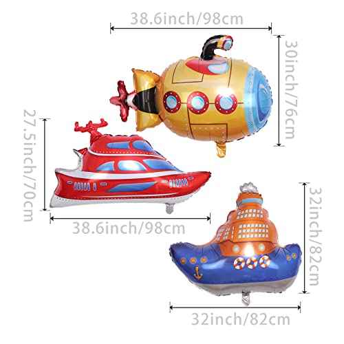 Jumbo Steamship Speedboat Shaped Balloons - 6Pcs for Wedding, Christmas, Birthday, Hawaii, Summer, Beach, Ocean Theme Party Decorate