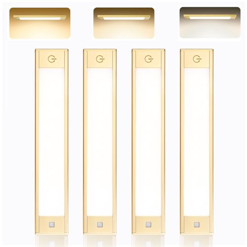 Gold Rechargeable Motion Sensor Cabinet Light - 9in Dimmable 4-Pack
