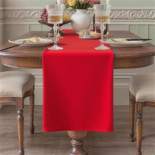 KAIPHO Red Waterproof Table Runner 12 x 48 Inches - Washable & Stain-Resistant