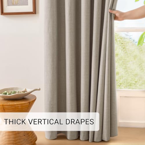 ChrisDowa Linen Blackout Curtains 63 Inch Length 100% Curtain