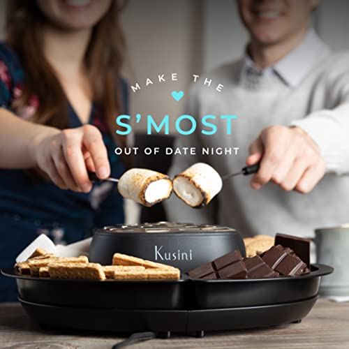 Kusini Indoor Flameless S'mores Maker with 4 Trays & Roasting Forks - Perfect for Movie & Date Nights
