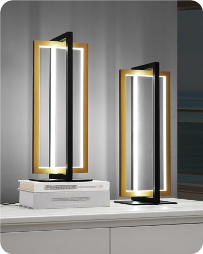EDISHINE LED Table Lamp Set of 2 - Modern Dimmable Nightstand Lamps, Gold / 2