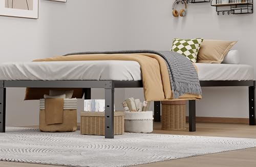 LUMUNANCE Twin Metal Bed Frame 14 Inch Platform Bed with Underbed Storage - No Box Spring Needed