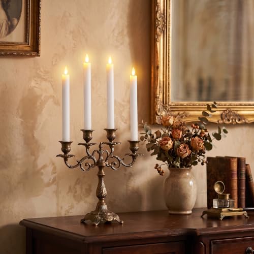 GenSwin Flameless Taper Candles 6-White | Remote Timer, 9.64 in
