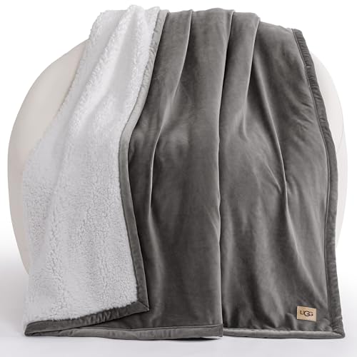 UGG Bliss Fleece Throw Blanket Charcoal Grey 50x70 for Couch & Bed