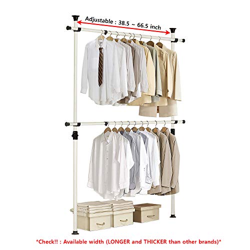 Heavy Duty Adjustable Garment Rack - Ivory, Supports 352 lbs, Freestanding Closet Organizer