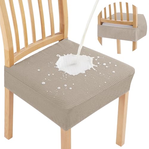 Smiry Waterproof Dining Chair Seat Covers Set of 6 - Taupe