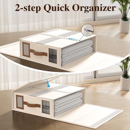 BigPonPon Beige 4-Pack Foldable Bed Sheet Storage Organizer Set - King Size, 3.7 Gallon