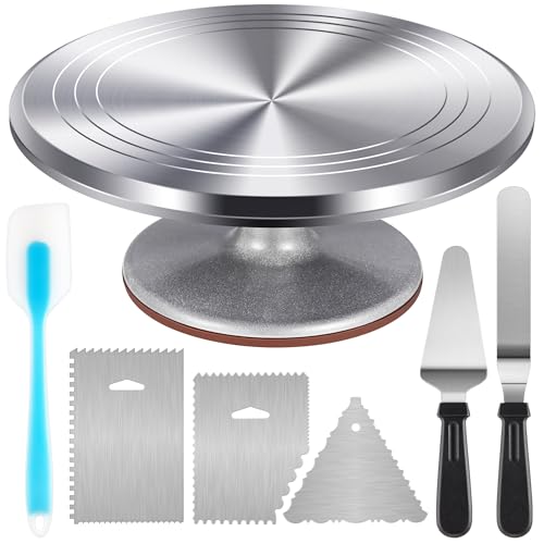 Kootek Silver 12-Inch Aluminum Cake Turntable for Decorating & Baking