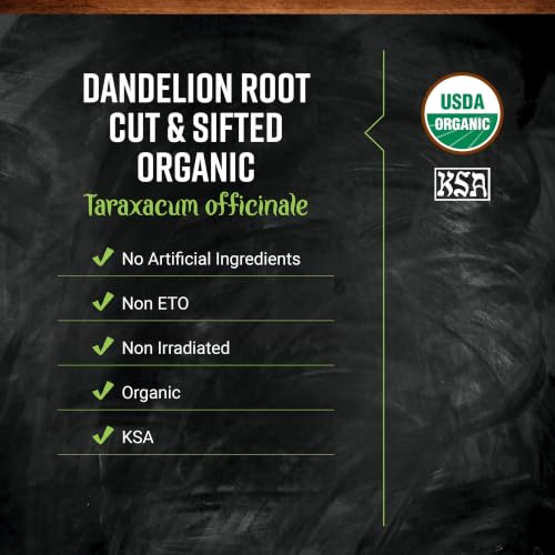 Organic Dandelion Root - Cut and Sifted 1 Pound for Teas and Cooking