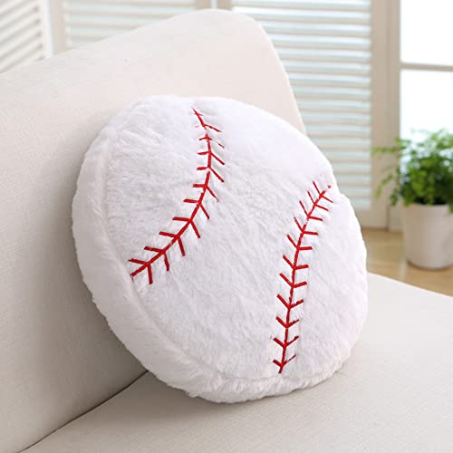 14 Inch Baseball Plush Pillow Toy Soft Stuffed Sports Throw Plush Pillow Cushion Gift for Kids Sofa Bedroom Decoration and Children Birthday(White C)