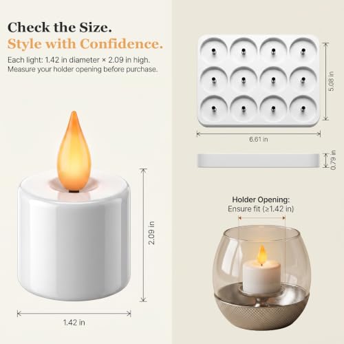 Fussion Rechargeable Tea Lights with Remote & Charging Dock, 12 Pack