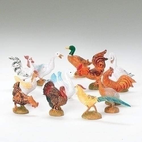 Fontanini by Roman - 5-Inch Barnyard Birds Nativity Animal Set - Hand-Sculpted & Hand-Painted in Italy