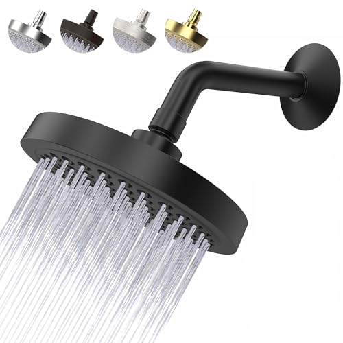CircleSplash Matte Black High Pressure Shower Head 2.5 GPM - Wide Rainfall 6 Inch