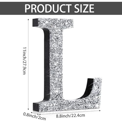 12'' Silver Rhinestone Bling Letters for Wall Decor - Letter L