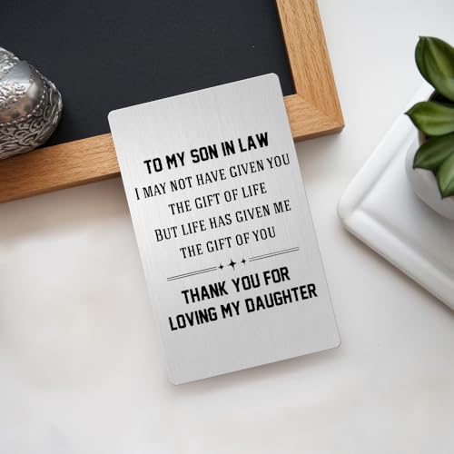Personalized Son-in-Law Wallet Card Gift from Mother-in-Law - Christmas, Wedding, Father's Day