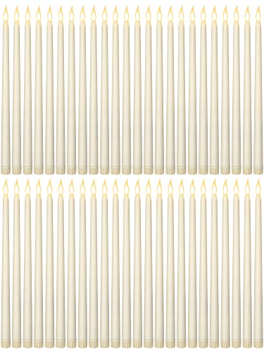 Flameless LED Taper Candles - Ivory 11 Inch, 48 Pack, Classic Style