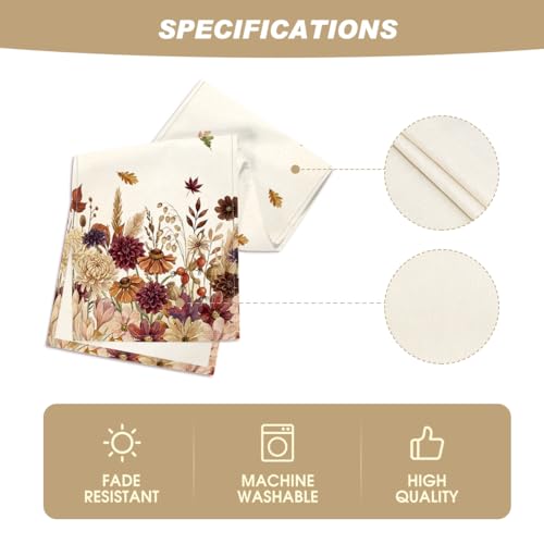 Artoid Mode 13 x 120 Inch Fall Table Runner Beige Polyester Home Decor