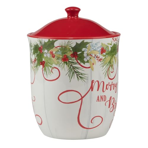 Certified International Winter Greens Ceramic Biscuit Jar with Lid