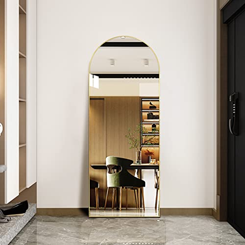 ITSRG Gold Full Length Floor Mirror with Stand 59" x 18" Arched Wall & Freestanding