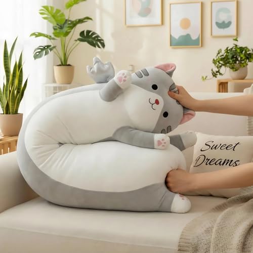 Long Cat Plush Pillow, Cute Stuffed Animal Body Pillow with Wings,