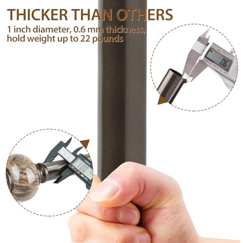 Adjustable 1-Inch Curtain Rods for Windows 72-144 Inches - Bronze Finish