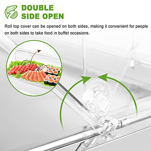 Ice Food Serving Display Tray with Clear Roll Top Cover & 2 Ice Packs