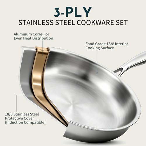 10-Piece Stainless Steel Cookware Set - Induction, Oven Safe to 500°F, Chef Quality Pots & Pans