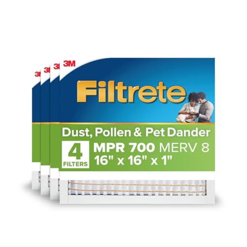 16x16x1 Air Filter - MPR 700, MERV 8 Pleated Furnace Filter, 3-Pack