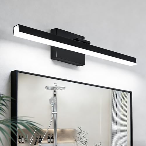 24-Inch Dimmable LED Bathroom Vanity Light - Black, Rotatable, Over Mirror, 6000K Cool White