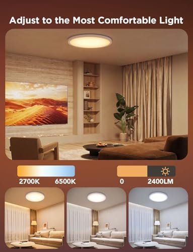 Govee Smart Ceiling Light RGBIC 2400LM 2700K-6500K 12 Inch White 1 Pack