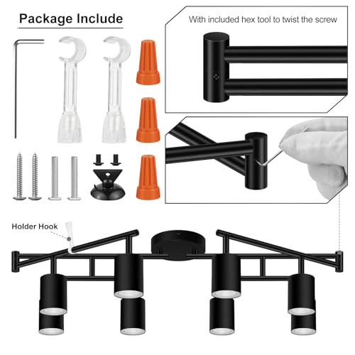 8 Light Track Lighting Fixtures Ceiling - Matte Black, Rotatable Heads, Adjustable Modern LED for Kitchen & Hallway - Variation of THIS listing