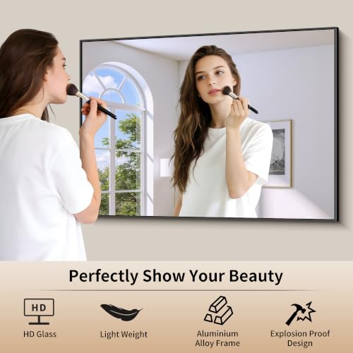 COFENY 30x42 Black Rectangle Bathroom Mirror Over Sink - Modern Vanity Decor