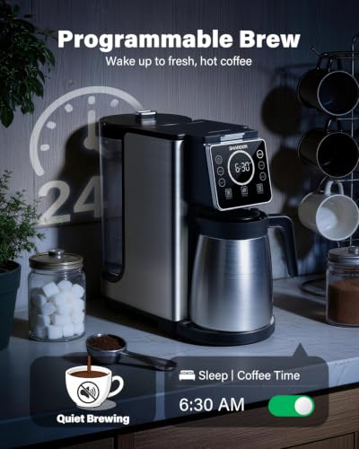 Single Serve & Carafe Coffee Maker with Thermal Carafe, Programmable & Dual Brew