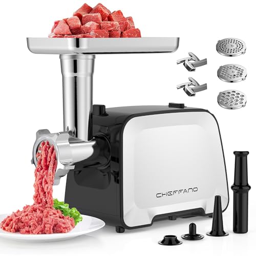 CHEFFANO Life MG090C-S Electric Meat Grinder 2000W Max Stainless Steel Sausage Stuffer & Kubbe Kit