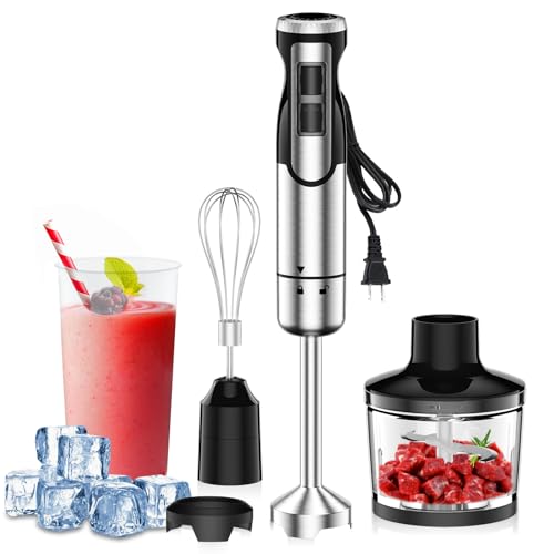 Immersion Blender 1800W Handheld 4-in-1 Food Mixer with Accessories - Silver
