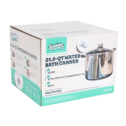 Lehman's 21.5-Quart Stainless Steel Water Bath Canner with Pressure Gauge - Silver