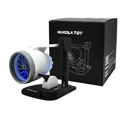 Blue Jet Engine Fan Model with Wireless Charger - Desk Gadget & Aviation Decor